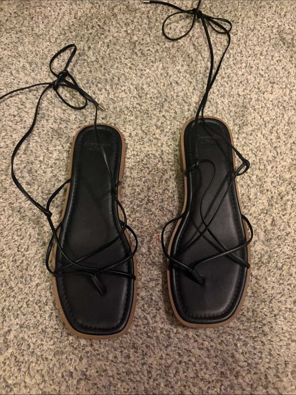 Abercrombie & Fitch Black Lace-Up Square-Toe Sandals - Picture 1 of 3